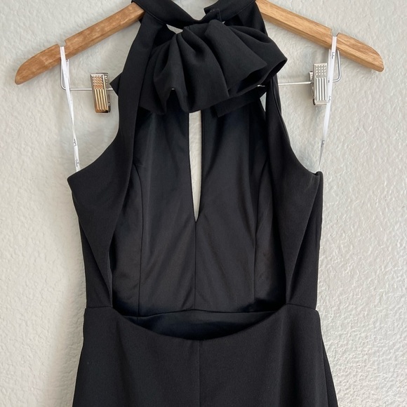 NWOT Striking Elegance Black Bow Backless Halter Maxi Dress - Picture 5 of 7